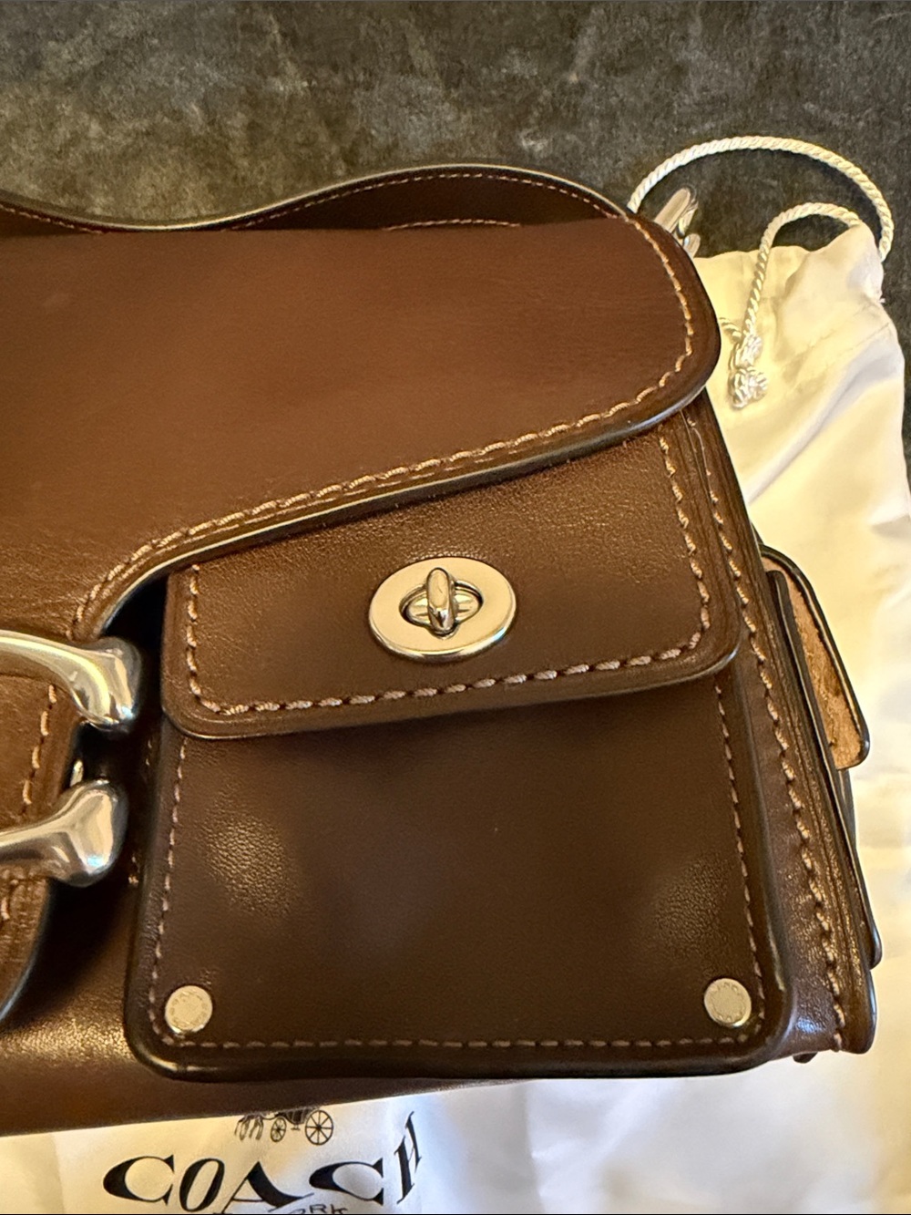 Coach Dark Brown Leather Cargo Tabby Bag With Silver Hardwear - Picture 13 of 15